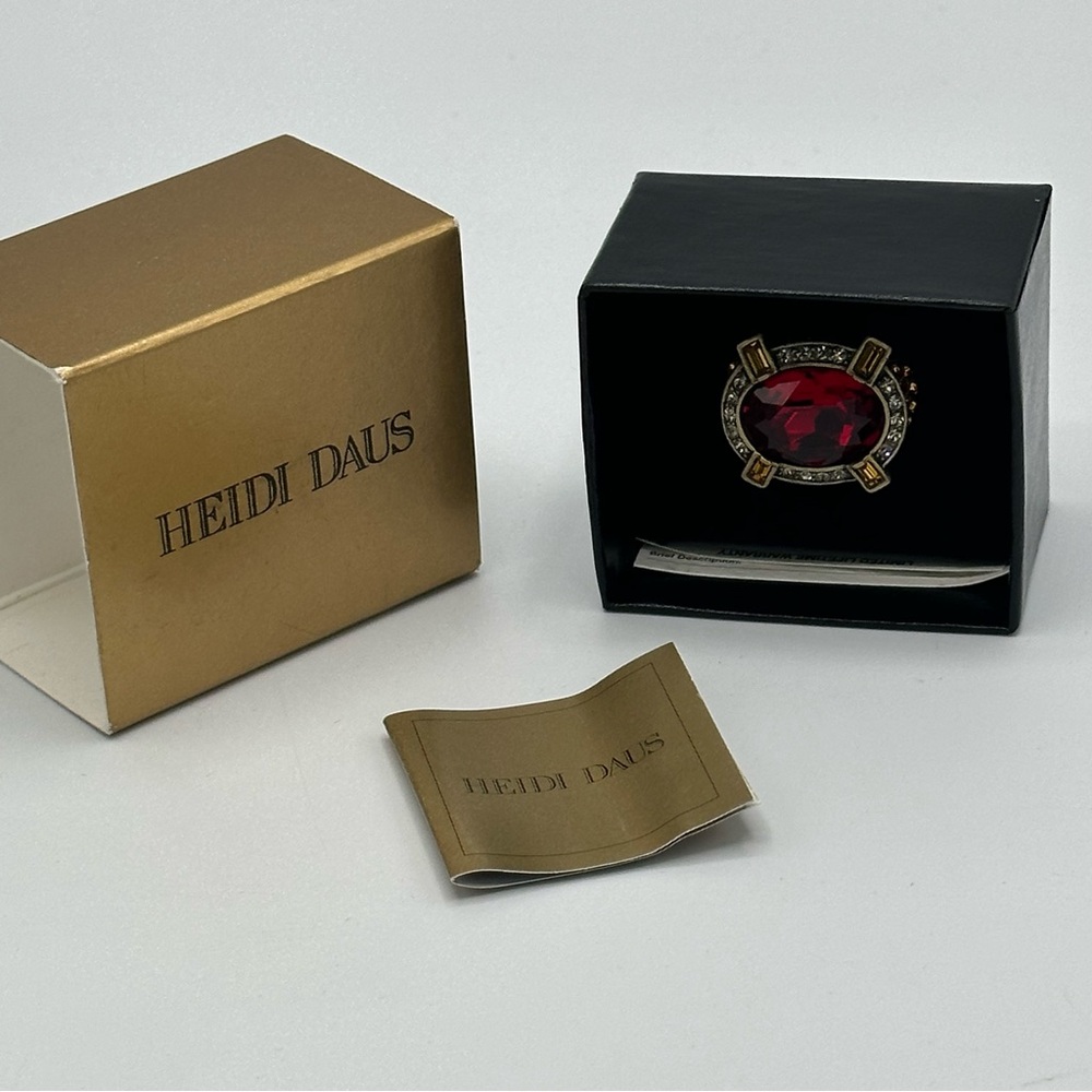 Heidi Daus Red Crystal Cocktail Ring Size 10 NWT - Picture 14 of 14